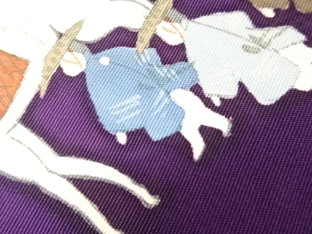  塩瀬手描き時代人物模様名古屋帯